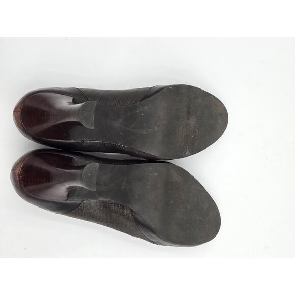 Etienne Aigner Wmn 7.5 Bossy Dark Brown Leather Peep Toe Mary Jane Pump Heels - Picture 8 of 9